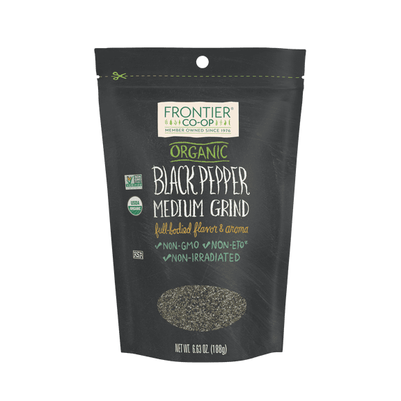 Frontier Co-op Certified Organic Medium Ground Black Pepper, 6.63 oz