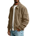 thumbnail image 5 of Gamivast Men's Corduroy Jackets Button Down Long Sleeve Shacket Tops Vintage Bomber Coat with Pocket Casual Fall Winter Outerwear Everyday Wear, 5 of 7