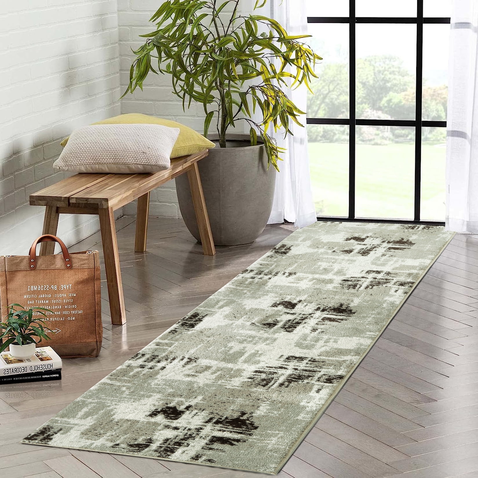 Assile Area Rug 2 x 8 Modern Runner Rug Abstract Entryway Hallway
