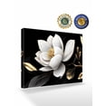 thumbnail image 2 of Gorgeous Flowers Wall Art for Living Room,Canvas Picture Wall Decor for Bathroom Bedroom,White Gold Floral Botanicals Black Painting Artwork for Office Kitchen Hallway Dining Room Home Decor 24"x32", 2 of 8