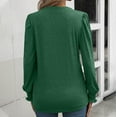 thumbnail image 6 of Abomasnow 2024 Fall Long Sleeve Tops for Womens Casual V Neck Pleated Front Shirts Solid Smocked Cuffs Sleeves Tunic Blouse Casual Loose Fashion T Shirts, 6 of 7