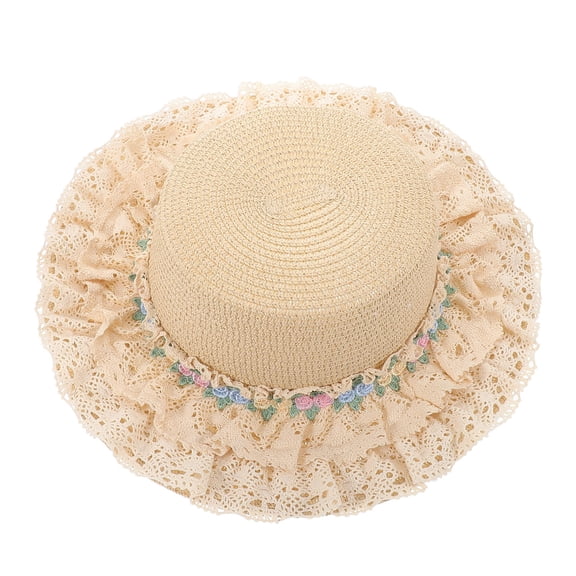 WORGEOUS Summer Lace for Women Wide Brim Sun Hat for Beach Wide Brim Hat Hat for Summer Travel Lightweight Lace Edge Hat Cap Circumference 54-58cm