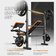 GIKPAL 6-in-1 Multi-Purpose Adjustable Weight Bench Workout Bench Set with Barbel Rack and Leg Developer for Home Gym Full Body Training(Excluding Barbell and Weight Plate)