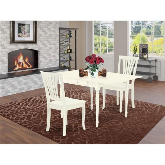 3 Piece Monza Dining Room Table Set - Linen White