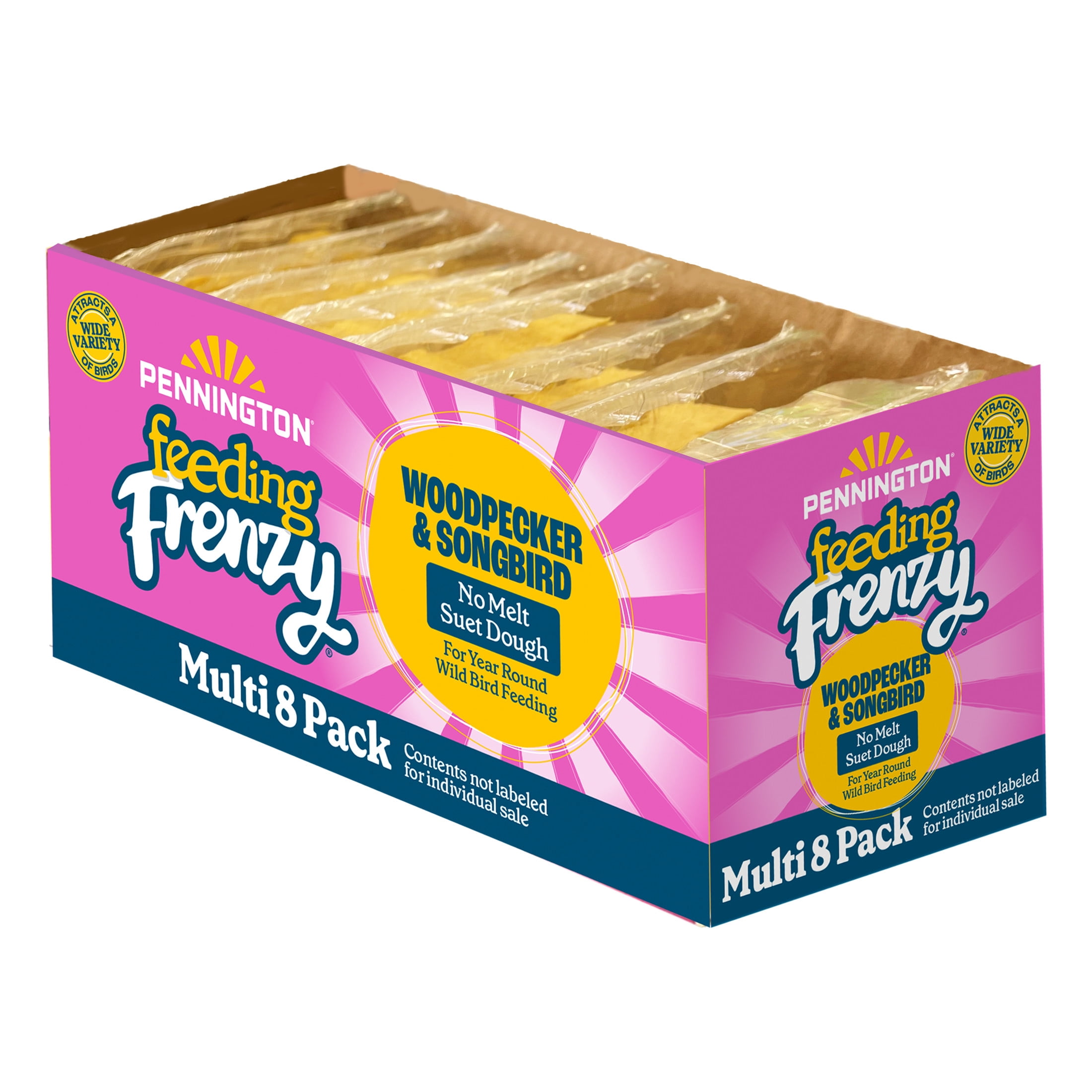 Pennington Feeding Frenzy No- Melt Suet Dough Woodpecker & Songbird Wild Bird Food, 10 oz- 8 Pack, Fresh
