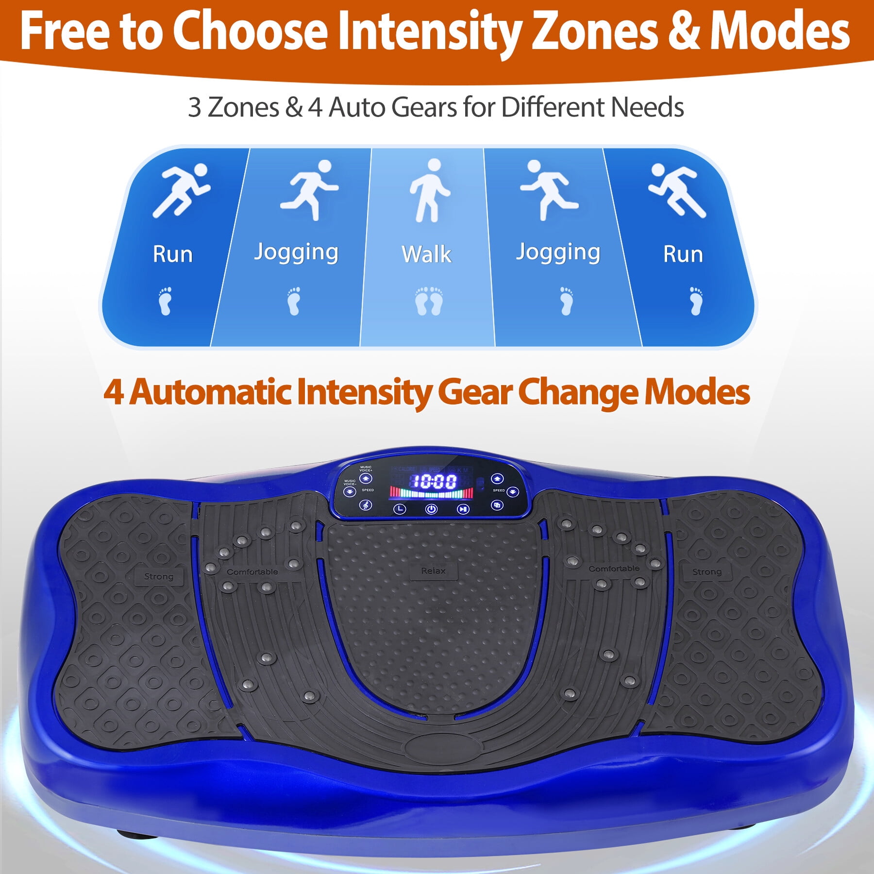 ZENY Waver Vibration Plate Exercise Machine w/ Auto-Switch Mode Full Body Workout, Blue