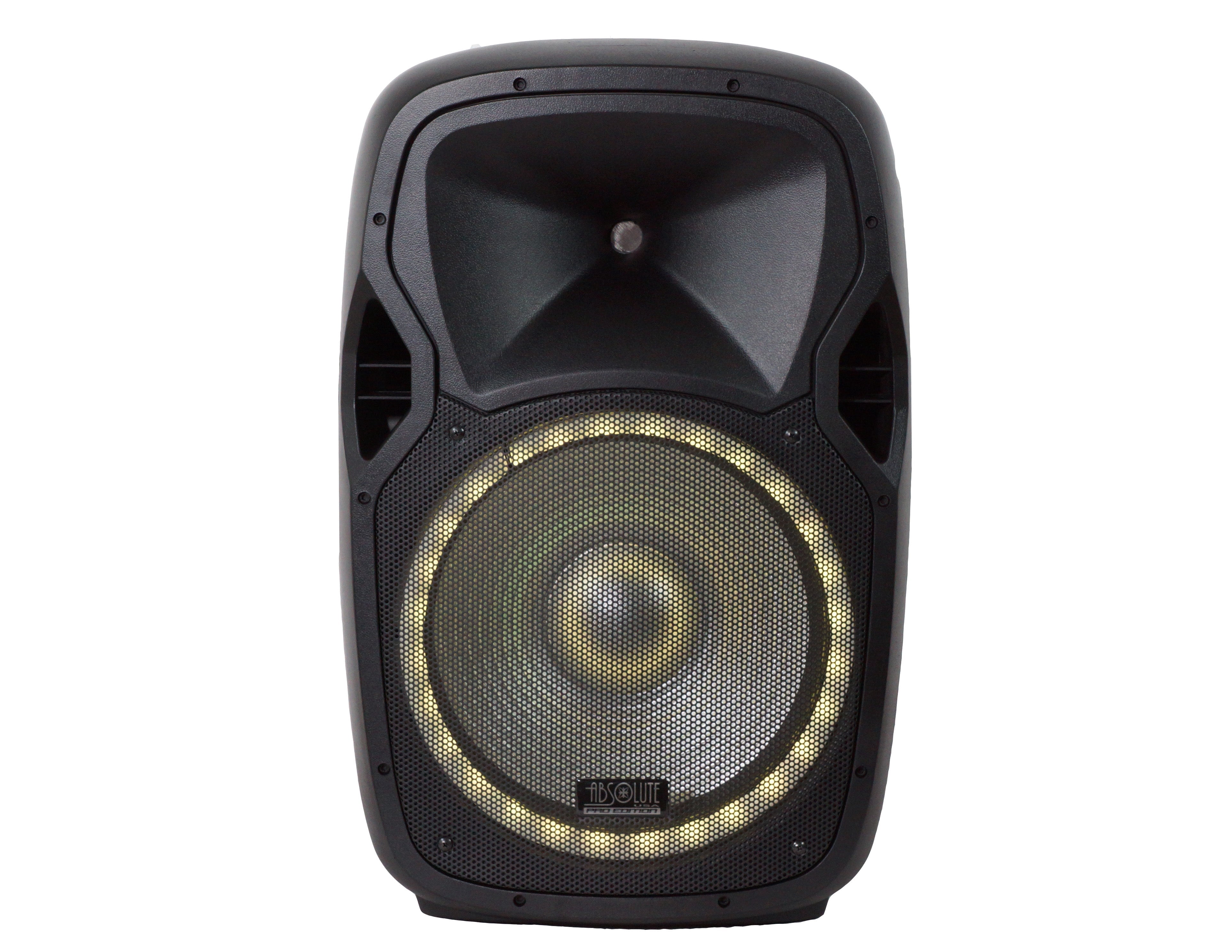 Absolute USPROBAT15 Portable 15" Speaker 3500W PA System Wireless Mic Bluetooth Rechargeable + Speaker Stand