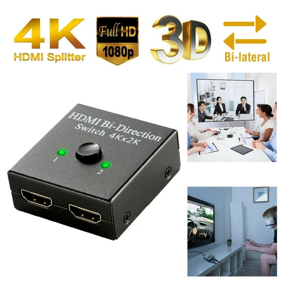 HDMI Switch 4K HDMI Splitter,Bi-Directional HDMI Switcher 1 in 2 Out or 2 in 1, HDMI Switch Splitter Supports 4K 3D HD 1080P