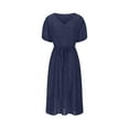 thumbnail image 6 of DailyTrove Women's Belted Denim Midi Dress, Short Sleeve, Casual Work & Weekend Outfit, Mid-Weight Cotton Fabric, 6 of 6