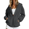 thumbnail image 2 of Aihuaihua Zip Up Hoodie Women Oversized 2026 Zip Up Y2K Hoodies Casual Long Sleeve Sweatshirts Fall Spring Track Jackets (Dark Gray,L), 2 of 7