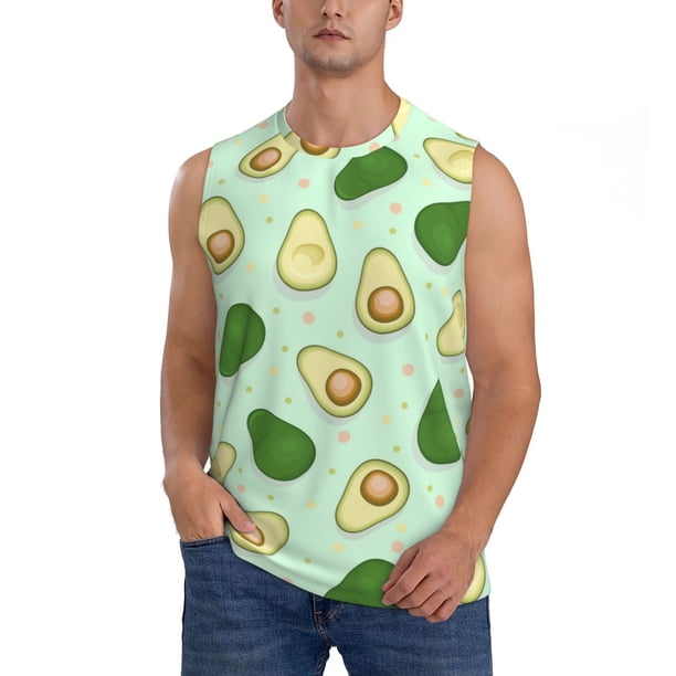 Fotbe Avocado Men's Camiseta sin Mangas Estampada para Hombres, Playera Casual para Gimnasio, Entrenamiento, Playa-Medium