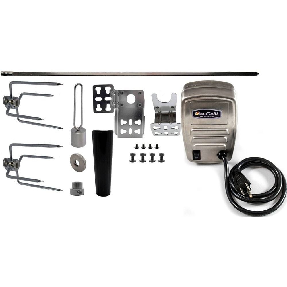OneGrill 4PS64 Universal Complete Grill Rotisserie Kit Electric Motor