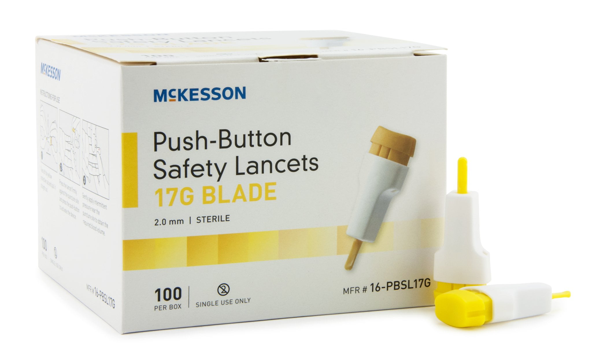 McKesson Safety Lancet Fixed Depth Lancet Blade 2.0 mm Depth 17 Gauge