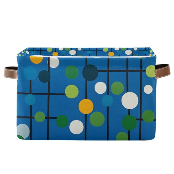 Yayeee Canvas Storage Basket with Handles for Shelves Fabric Bins Closet Organizer, Blue Abstract
