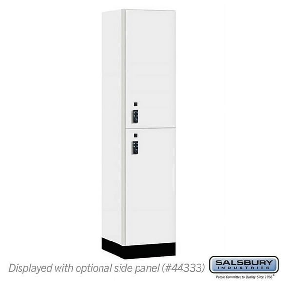 Salsbury Industries 18-42168AW-R 18 in. Wide Premier Wood Locker - Double Tier - 1 Wide - 6 ft. High - 18 in. Deep - Arctic White - Resettable Combination Locks