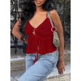 thumbnail image 5 of Women's Summer Fashion Tops, Blouses & Tees - Solid Color Ruffled Spaghetti Strap Crop Top, 5 of 5