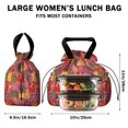 thumbnail image 5 of Pioneer Flower Floral Print Pattern Drawstring Lunch Bag Women - Drawstring Lunch Bag Insulated for Work Office - Stain-Resistant Large Lunchbags for Women with Multi-Pockets, 5 of 6