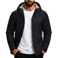 thumbnail image 4 of Big & Tall Men's Lightweight Raincoat Thicken Fleece Lined Softshell Jacket Waterproof Warm Windbreaker with Zip Pockets for Hiking Camping Outdoor, Black, 4XL, 4 of 10