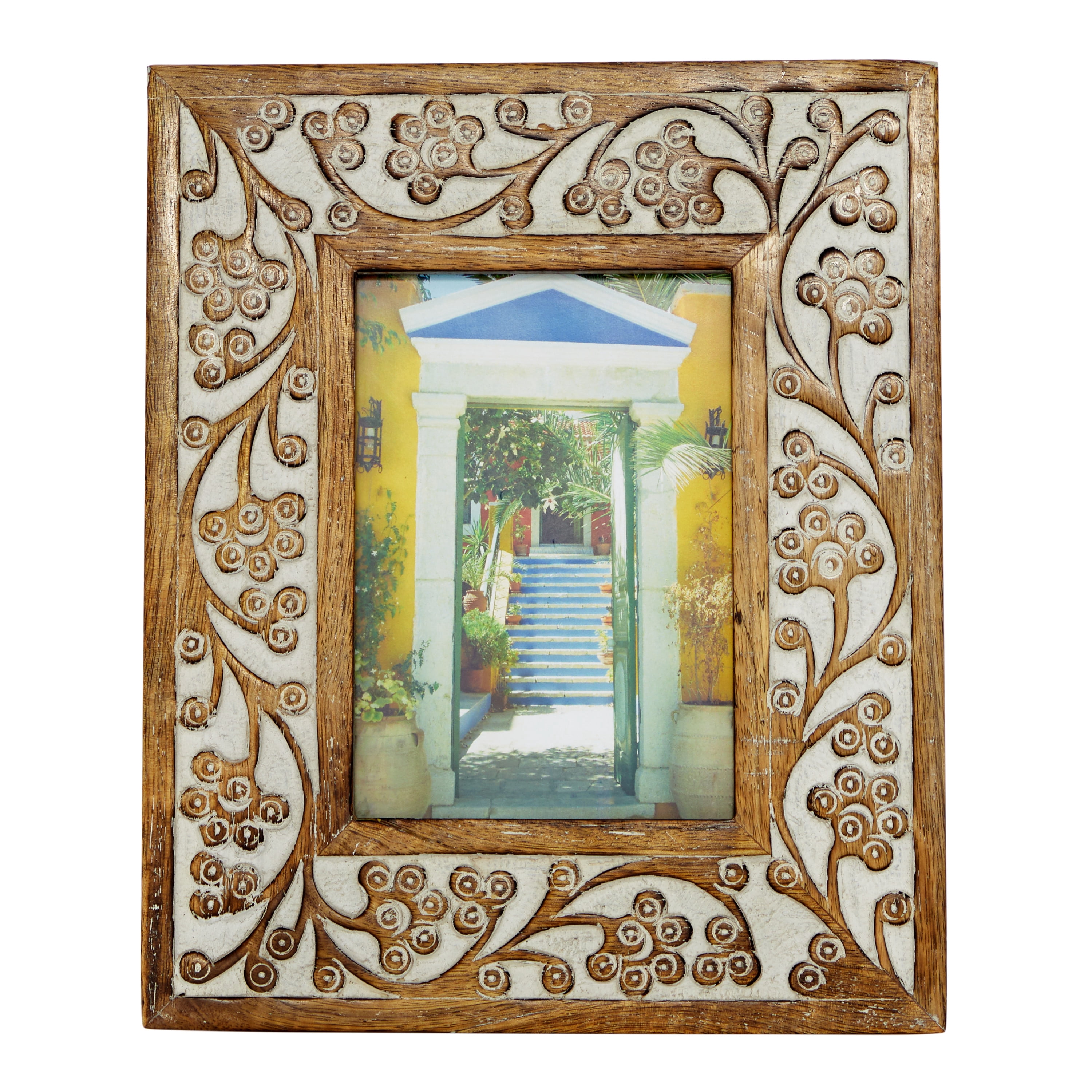 DecMode 9" x 11" (5X7) Brown Wood Traditional Photo Frame