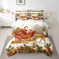 thumbnail image 2 of Homewish Retro Santa Claus 7 Pieces Bedding Comforter Set,Wild Christmas Reindeer Full Bedding Set,Red Berry Xmas Flower Fitted Sheet Flat Sheet For Kids,Ultra Soft Home Decor Reversible, 2 of 8