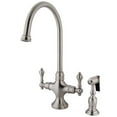 thumbnail image 1 of Kingston Brass KS1768ALBS Double Handle Kitchen Faucet with Brass Side Sprayer, 1 of 2