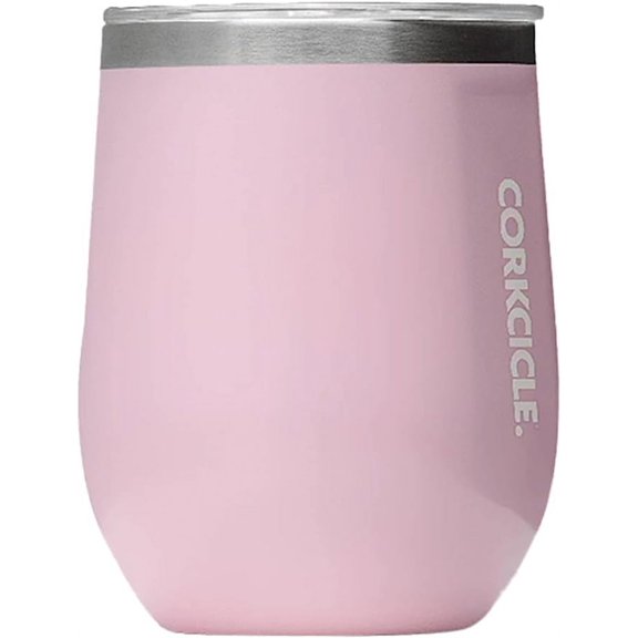 Corkcicle Stemless Insulated Wine Glass Tumbler, Rose Quartz, 12 oz – Stainless Steel Stemless Wine Glass Keeps Beverages Cold for 6 Hours, Hot for 3 Hours – Non-Slip, Easy-Grip Insulated Cup