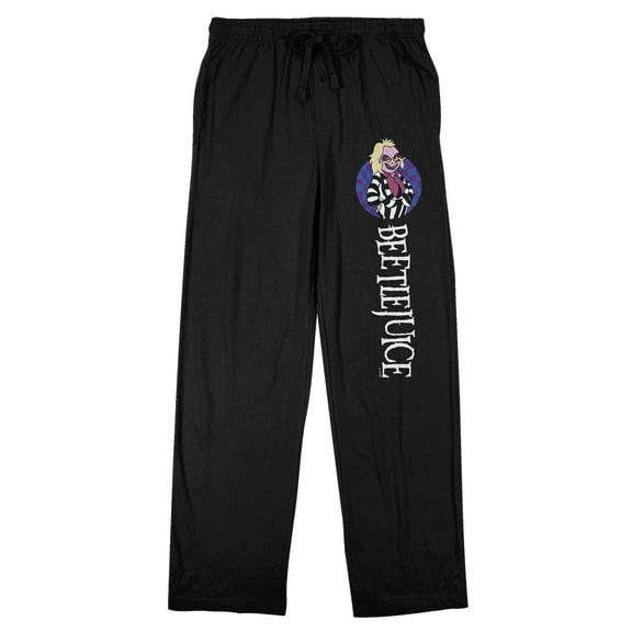Beetlejuice Animated Series Betelgeuse Checkered Circle Men's Black Sleep Pajama Pants-Small