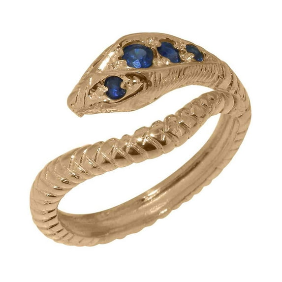LBG British Made 9k Rose Gold Ring with Natural Sapphire Womens Band Ring - 33 size options - Size 4