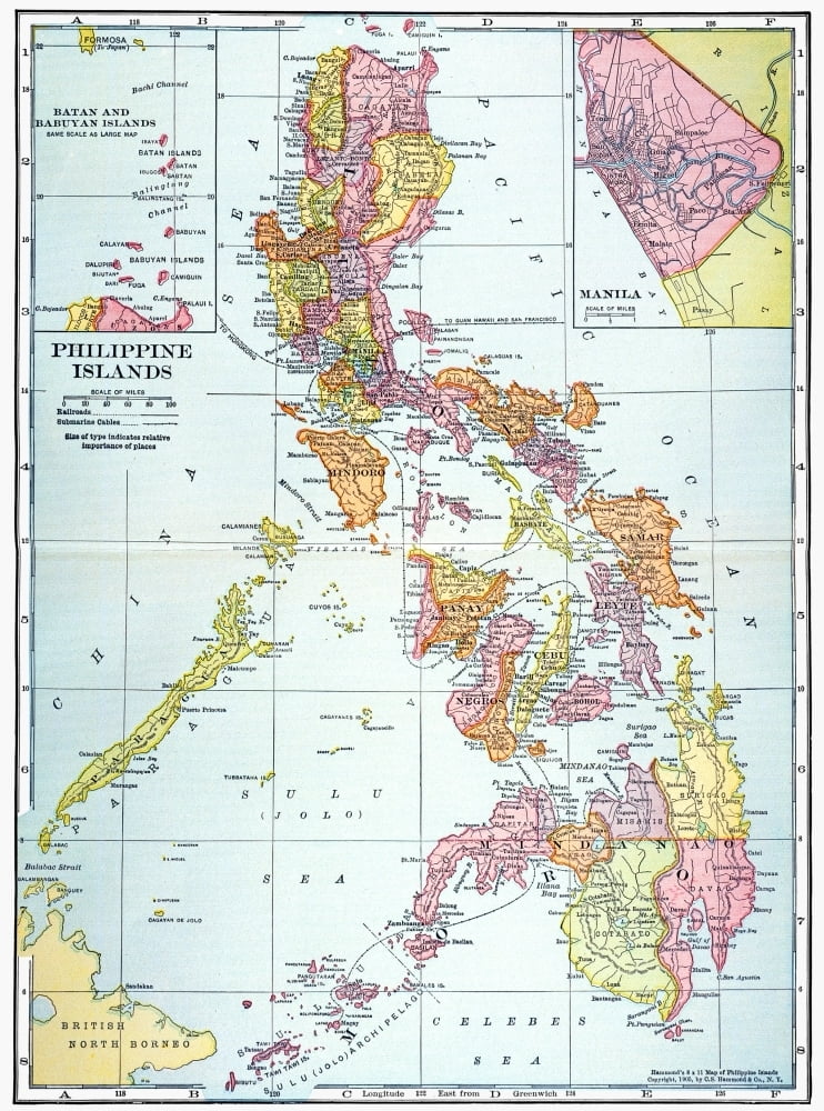 Map Philippines 1905 Nmap Of The Philippine Islands Printed In The