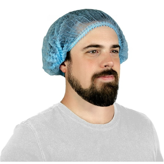 24" Blue Pleated Bouffant Cap