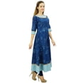 thumbnail image 6 of Bimba Women's Printed Kurta Ethnic Cotton Anarkali Kurti Bollywood Casual Dress, Navy Blue, 4, 6 of 9