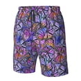 thumbnail image 6 of Uemuo Watercolor Butterflies Pattern Men's Swim Trunks Hawaiian Beach Bathing Suit Swimsuits Beach Quick-Dry Shorts with Pockets-Large, 6 of 9