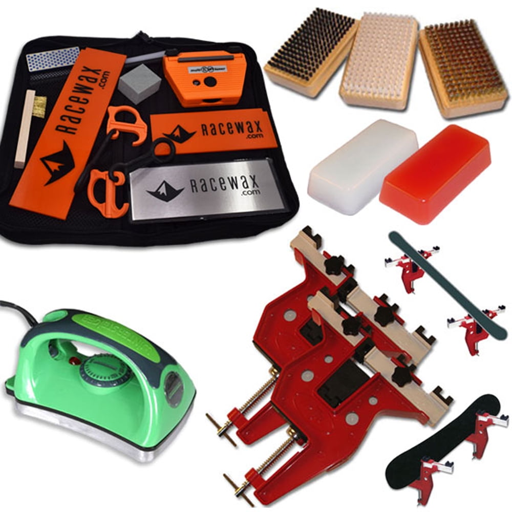 Ultimate Dual Snowboard Ski Race Kit Vise, Iron, 3 Brushes Tools Wax by RaceWax