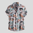 thumbnail image 4 of Camisas s Para Hombre Slim Fit Vuelta a la manga Camisa corta de Vintage Camisa Button Men's Casual Men Shirts (Orange, XXL), 4 of 6