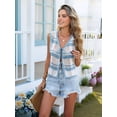 thumbnail image 6 of Women'S Sleeveless Striped Sweater Vest V Neck Tie Front Crochet Knit Tank Tops Blue L, 6 of 8