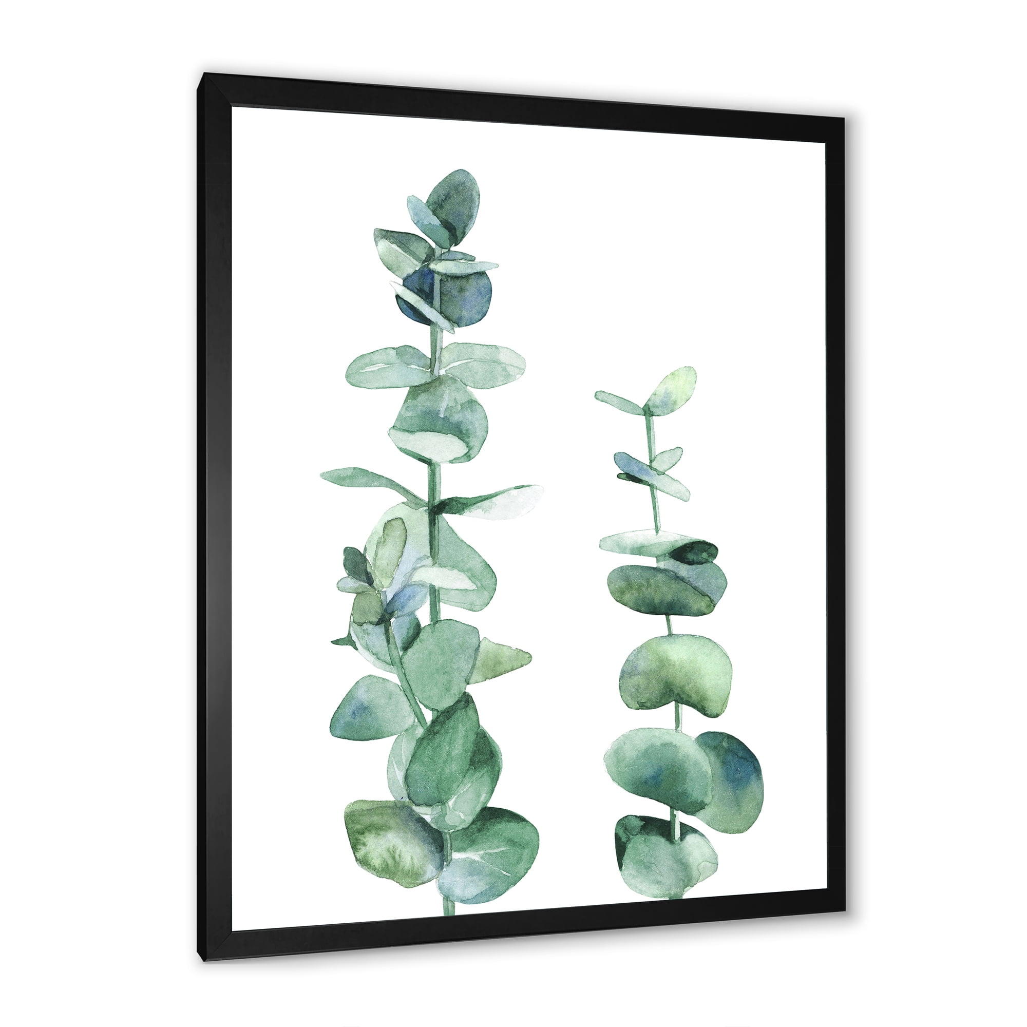Designart 'Green Eucalyptus Branch' Tropical Framed Art Print