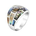 thumbnail image 3 of Modern Brick Blocks Abalone Sterling Silver Ring for Female Anniversary Size-9, 3 of 5