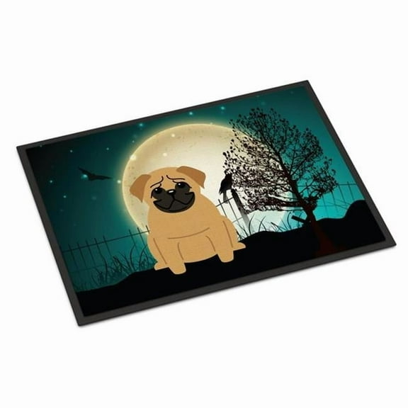 Carolines Treasures BB2197MAT Halloween Scary Pug Brown Indoor or Outdoor Mat, 18 x 0.25 x 27 in.