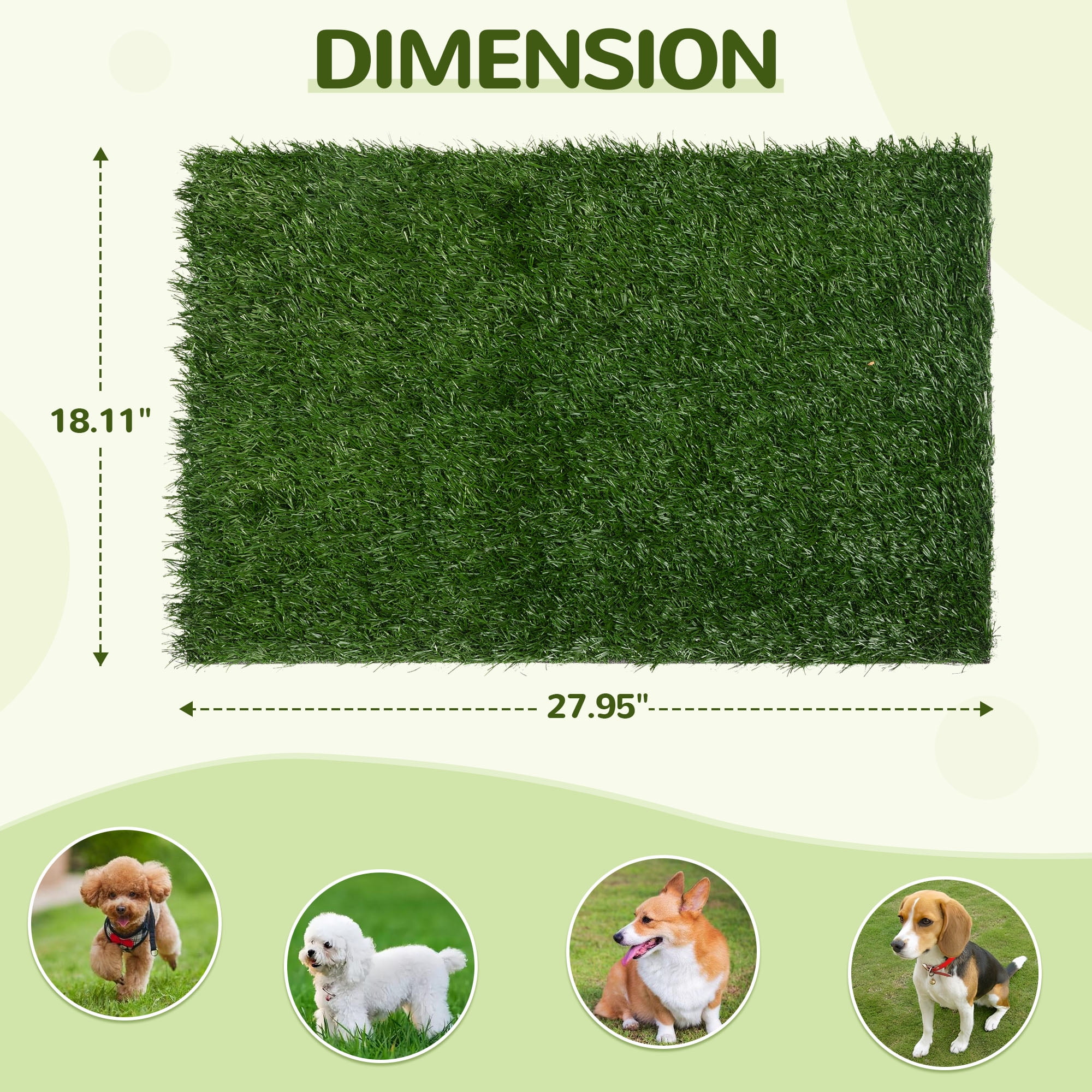 Pefilos 28" Dog Grass Puppy Pee Pad Reusable 3-Layer Training Potty Pad, 2 Piece Pack, Small Pet Toilet for Dog Housebreaking Supplies, Green Pefilos 28" Dog Grass Puppy Pee Pad Reusable 3-Layer Training Potty Pad, 2 Piece Pack, Small Pet Toilet for Dog Housebreaking Supplies, Green