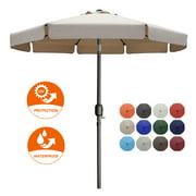 MASTERCANOPY 10ft Valance Patio Umbrella for Outdoor Market Table -8 Ribs, Khaki