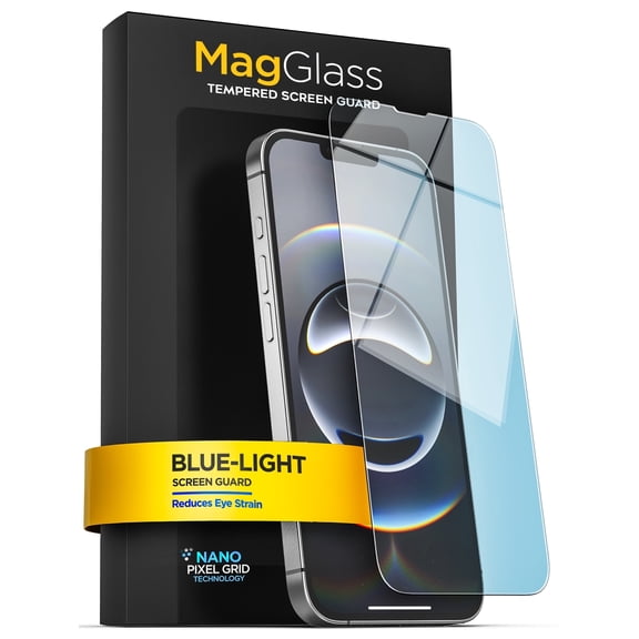 MagGlass Blue-Light Blocking Screen Protector for iPhone 16e Tempered Glass with Bluelight Filter (Easy Applicator Included)