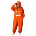 thumbnail image 2 of HOWPAY Adult Halloween Costumes Unisex Pumpkin Jumpsuit Plush Sleepwear Pajamas Holiday Party Stage Prop Role Play Costume For Adult Men Women Halloween Costumes L, 2 of 8