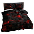 thumbnail image 2 of 3D Red Black Grid Comforter Set With 1 Duvet Cover And 2 Pillowcases - Soft Breathable Microfiber Bedding For Bedroom Guest Room Decor - King Size (Approx 60X80 Inch Duvet Cover,, 2 of 4