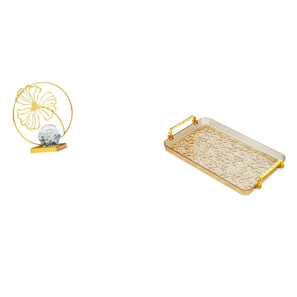 Estatua de hoja,Estatua de hoja para decoración del hogar,manualidades y obras de arte.,Bandeja para servir,Bandeja de cocina rectangular con asa,Bandeja de almacenamiento Plato para servir