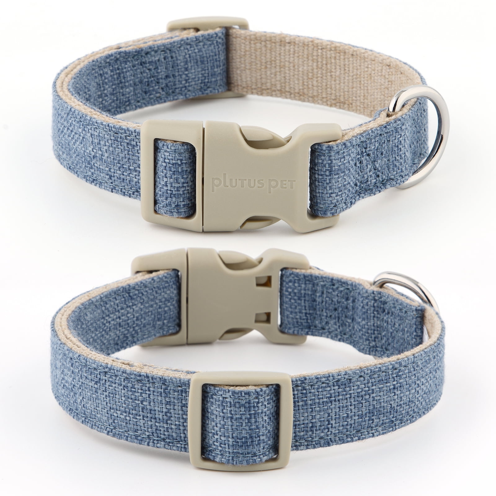Plutus Pet Cotton Hemp Dog Collar and Leash Set, Adjustable Collar for Small, Medium, and Large Dogs, Heavy Duty and Soft on Skin, Haze Blue, S