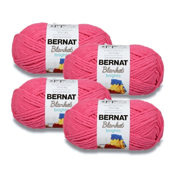 Bernat® Blanket Brights™ #6 Super Bulky Polyester Yarn, Pixie Pink 10.5oz/300g, 220 Yards (4 Pack)