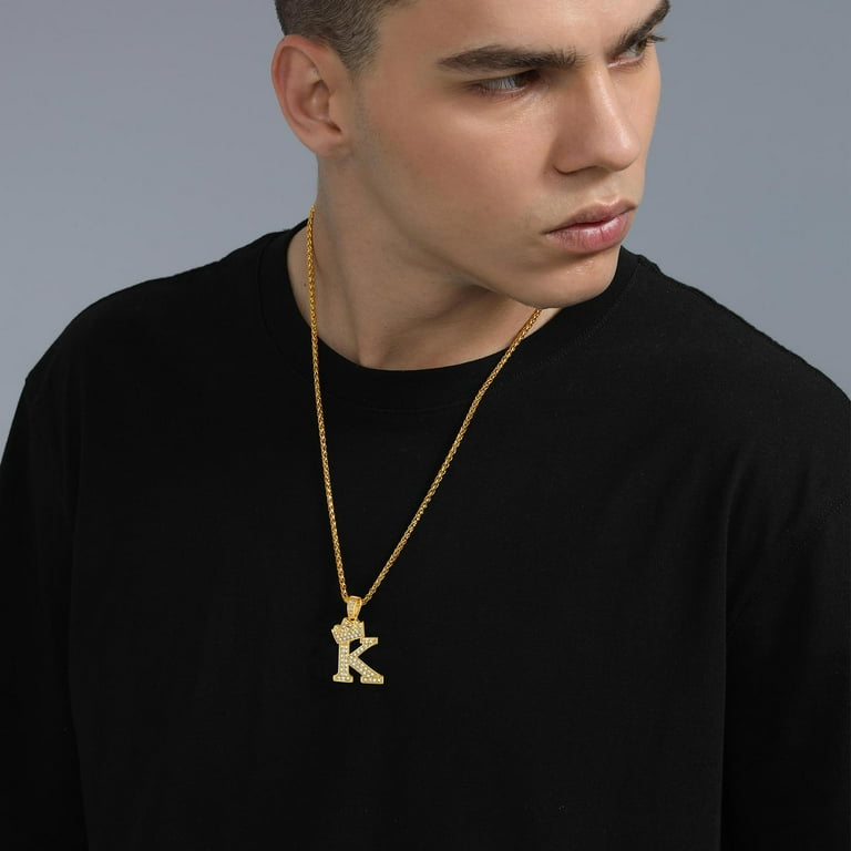 ChainsProMax Bling Crown Initial Pendant Necklace 18K Gold