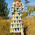thumbnail image 5 of Geometric Triangle Pattern Design Gold Navy Gray Womens Summer Dress Tie Back A Line Flare Dress, 5 of 9
