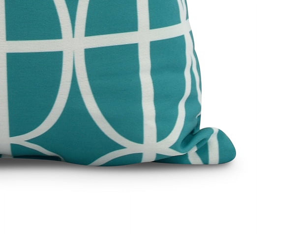 Simply Daisy, 18" x 18" Ovals and Stripes , Geometric Print Outdoor Pillow, Blue