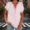 thumbnail image 4 of Womens Casual T Shirts V-Neck Short Sleeve Shirts Tops Loose Button Printed Blouse Summer Shirt Everyday Womens Tops, 4 of 6